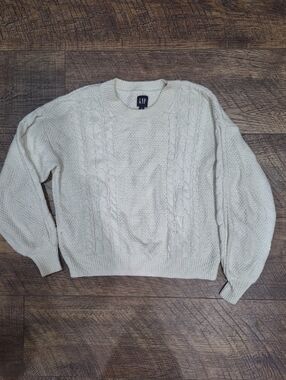 GAP Women’s Cream Cable Knit Chino Sweater Size Small Wool Blend